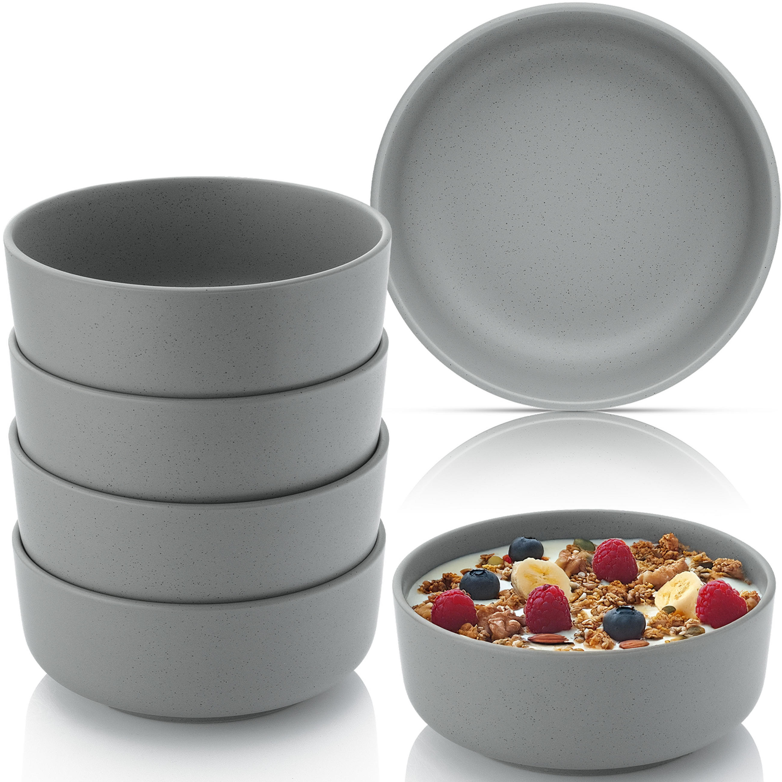 SCHALEN LEEDS SHADOW - 6 teilig aus Steingut - Grau, Stein (16.5/16.5/6.5cm) - Sänger