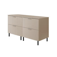 WASCHBECKUNTERSCHRANK, Kaschmir, 120 (2 x 60) x 77 x 46 cm, silberner Griff, schwarze Beine + Arbeitsplatte - Beige/Silberfarben, Holzwerkstoff (120/77/46cm) - 3XE LIVING