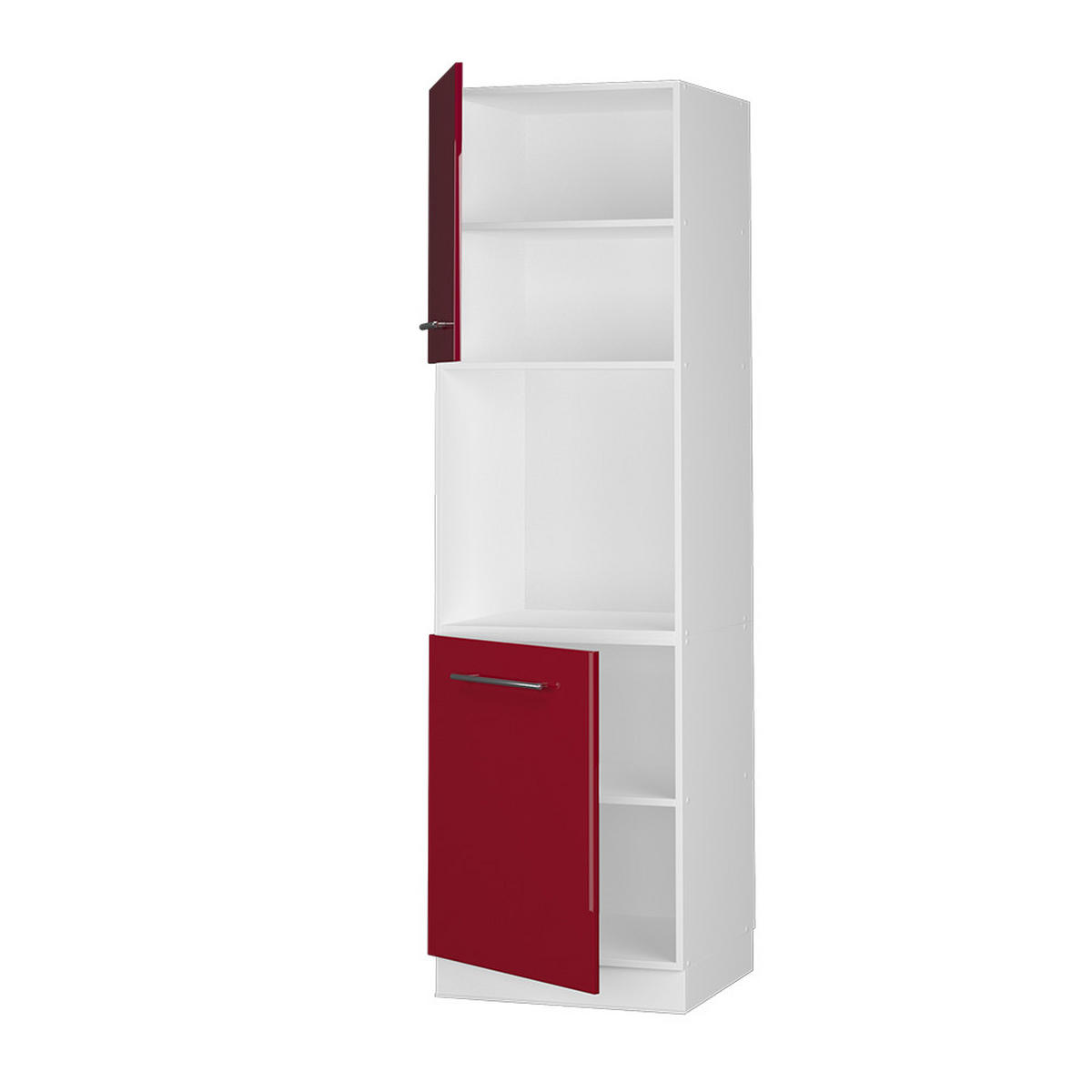 HERDUMBAUSCHRANK Fame-Line Bordeaux Hochglanz 60 cm mit offenem Regal - Bordeaux/Weiß, Holzwerkstoff (60/206.8/58cm) - Vicco