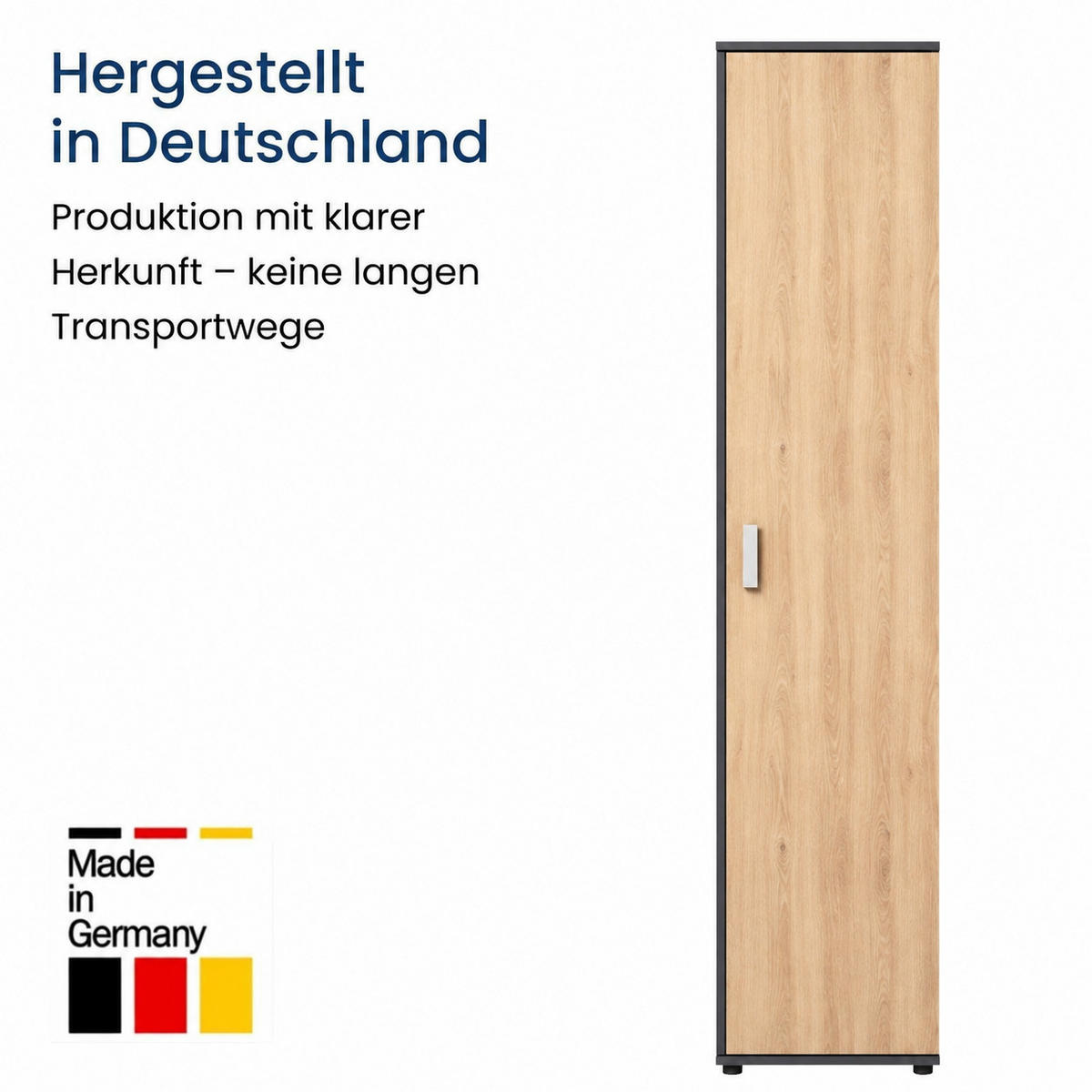 UNIVERZÁLNÍ SKŘÍŇ s 1 dvířky a 4 policemi, antracitová – dub Artisan - antracitová/barva dubu, kompozitní dřevo (40/184/35cm) - Home Collective