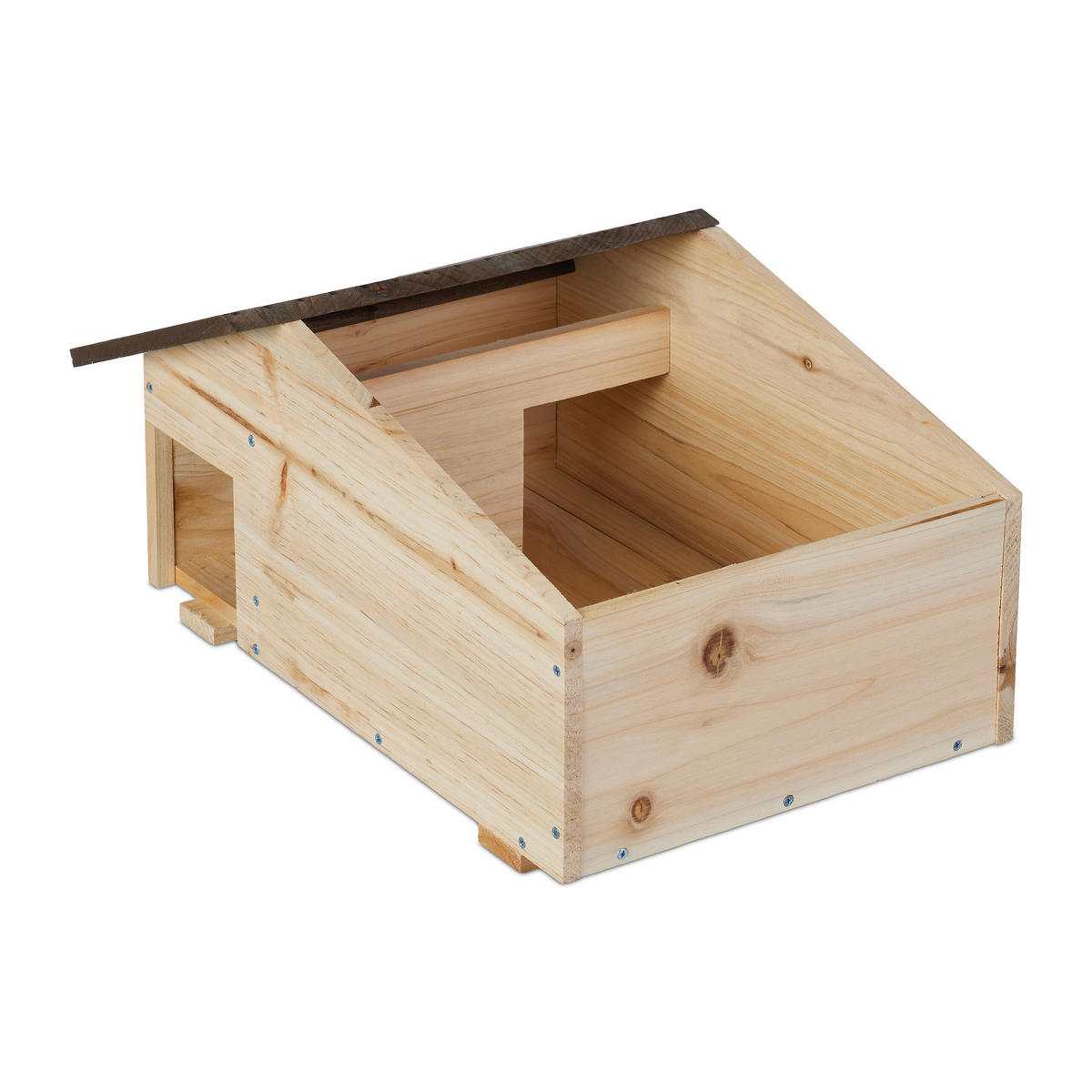 IGELHAUS - Hellbraun, Holz/Metall (46/24/33.5cm) - Relaxdays