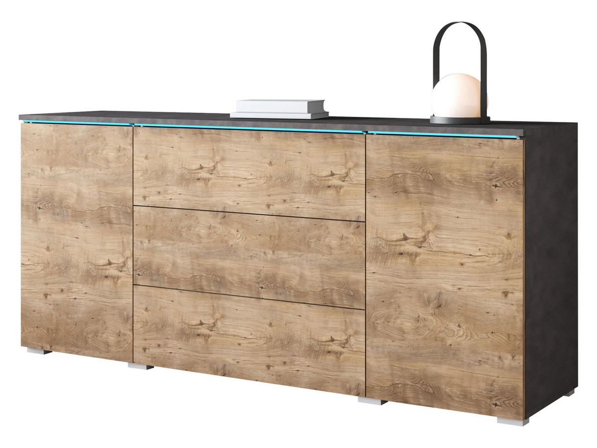 SIDEBOARD Vera 150 mit RGB LED Beleuchtung - Braun/Grau, Holzwerkstoff (150/66/40cm) - MIRJAN24