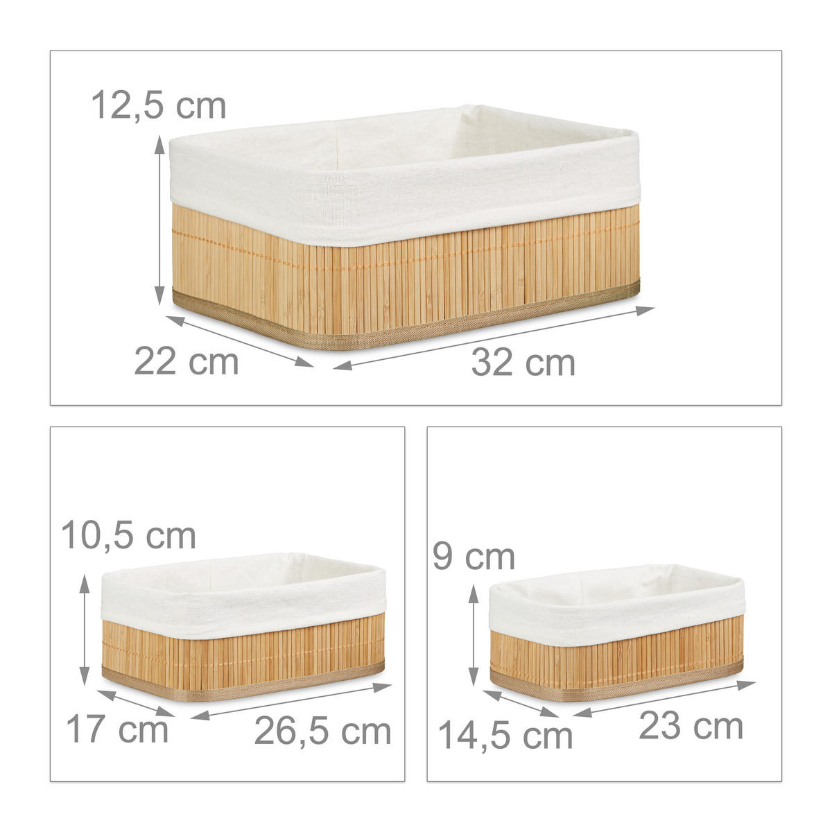 3XREGALKORB - Hellbraun, Holz/Holzwerkstoff (32/12.5/22cm) - Relaxdays