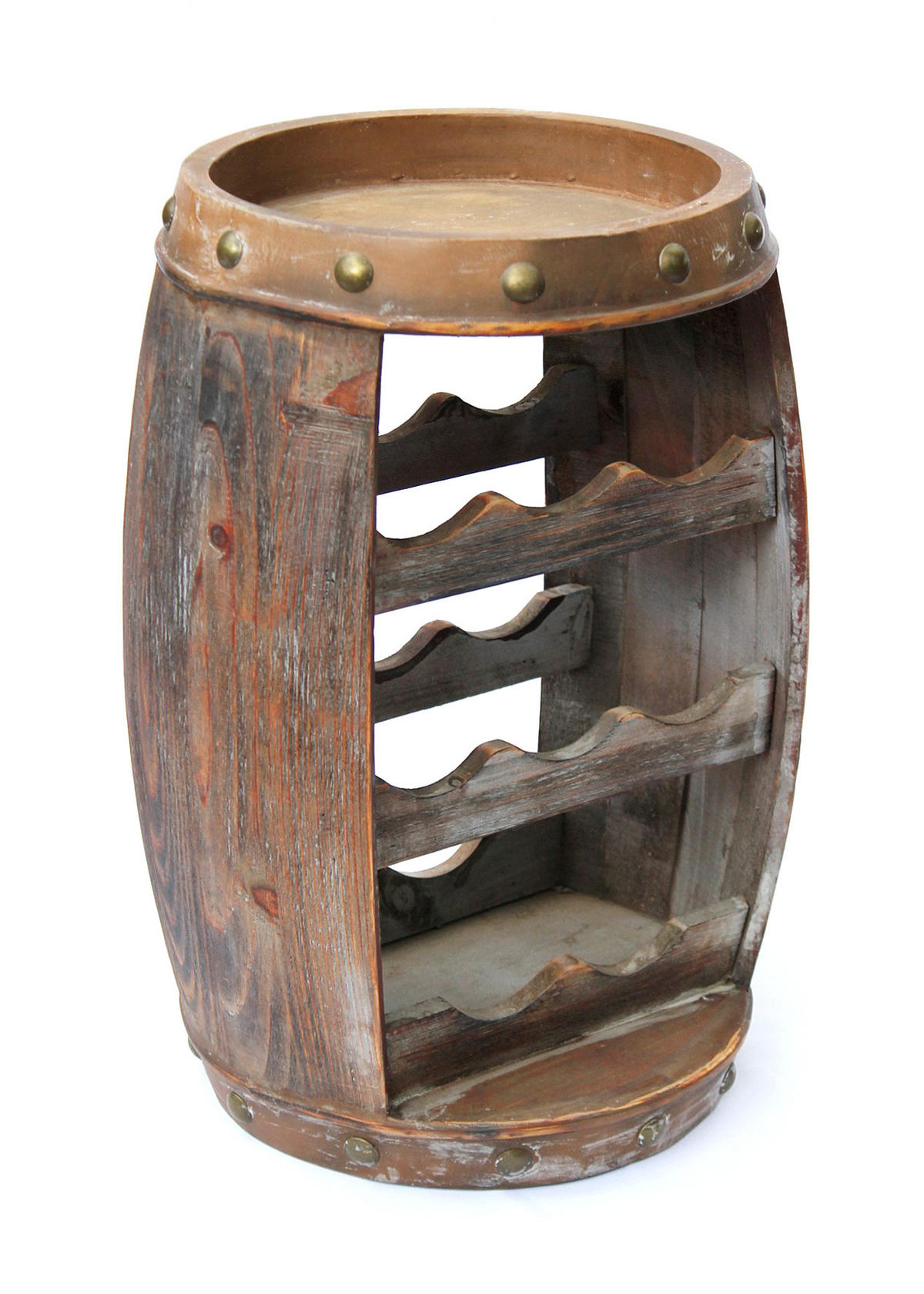 WEINREGAL Weinfass 8 Flaschen Holz Braun 35/30/50 cm - Braun, Holz (35/50/30cm) - DanDiBo