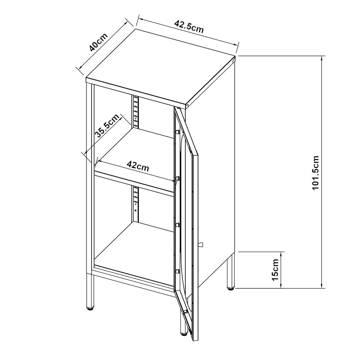 VITRINENSCHRANK Karlskrona - Schwarz, Glas/Metall (42.5/101.5/40cm) - [en.casa]
