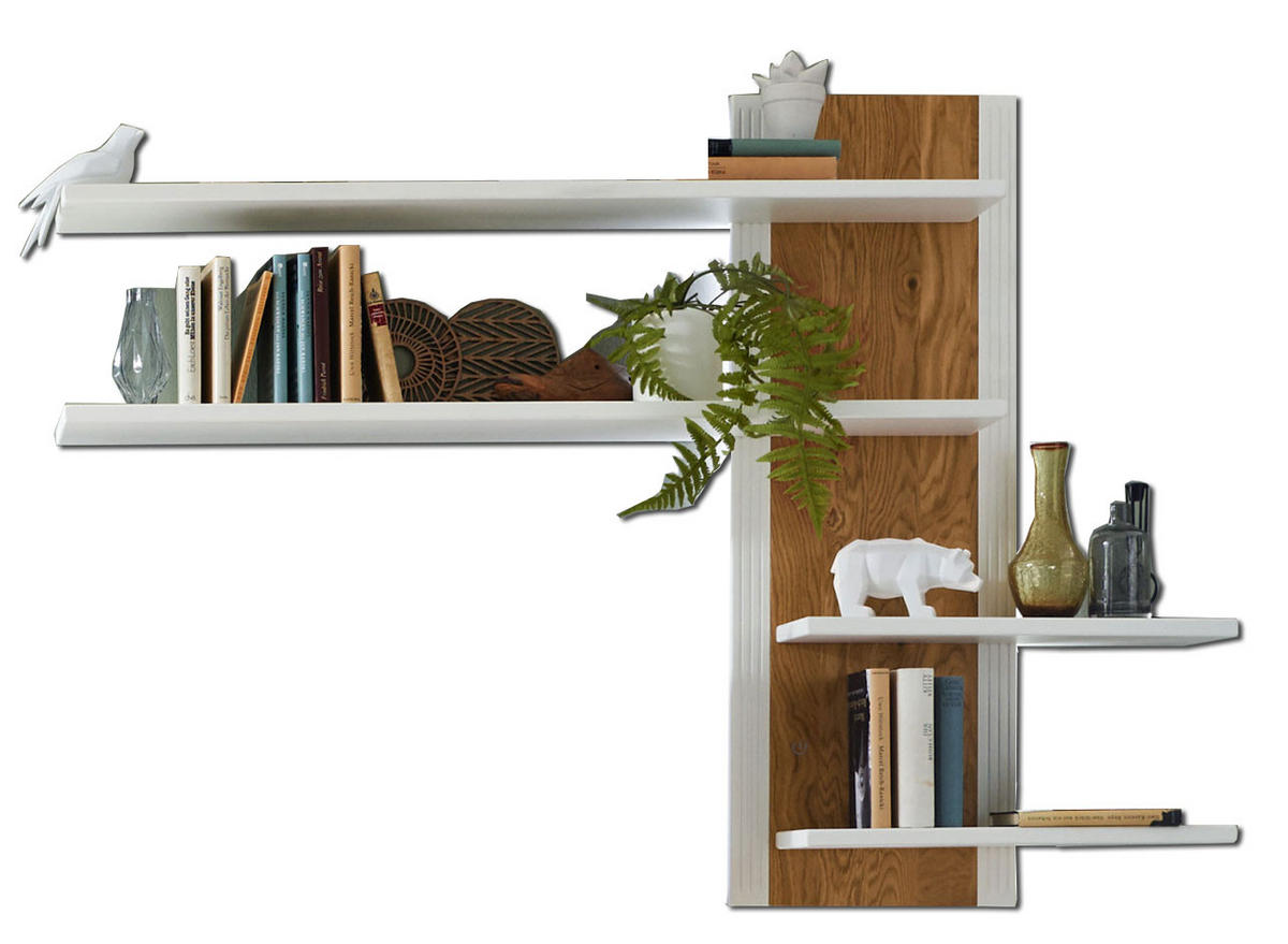 WANDREGAL Novara - Weiß/Braun, Holz (160/115/27cm) - Casamia Massive Möbel