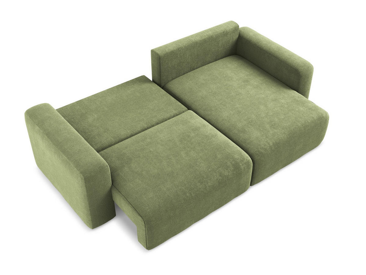 ECKSOFA mit Schlaffunktion rechts Chenille Stoff Grün - Schwarz/Grau, Kunststoff/Textil (244/149cm) - Makamii