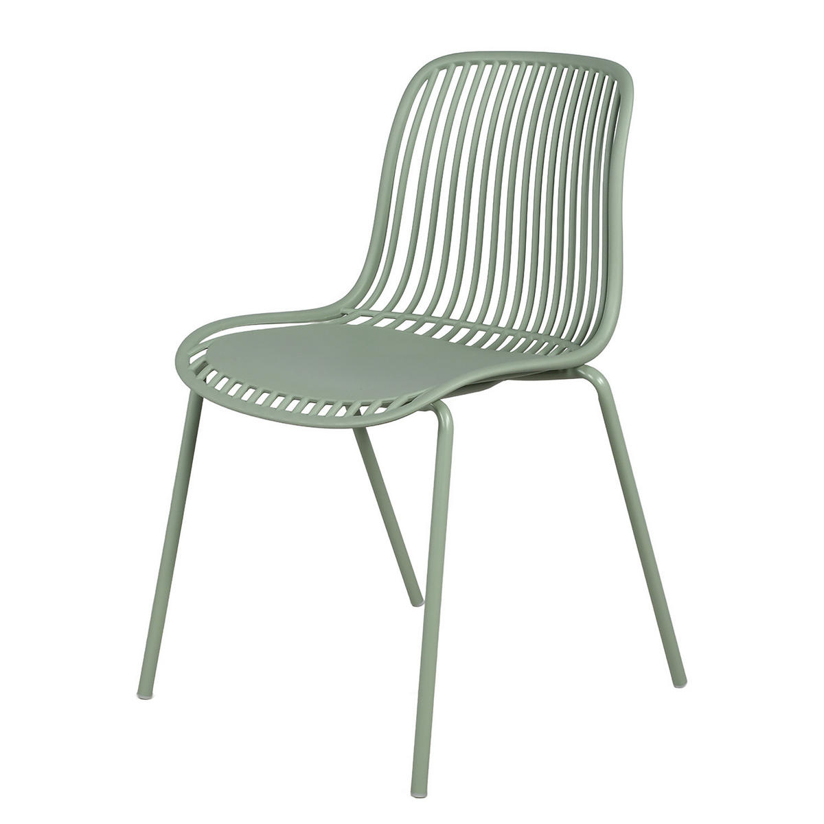 GARTENSTUHL - 4er-Set - Stahl / Polypropylen - Salbeigrün, Kunststoff/Metall (51/82/54cm) - home24