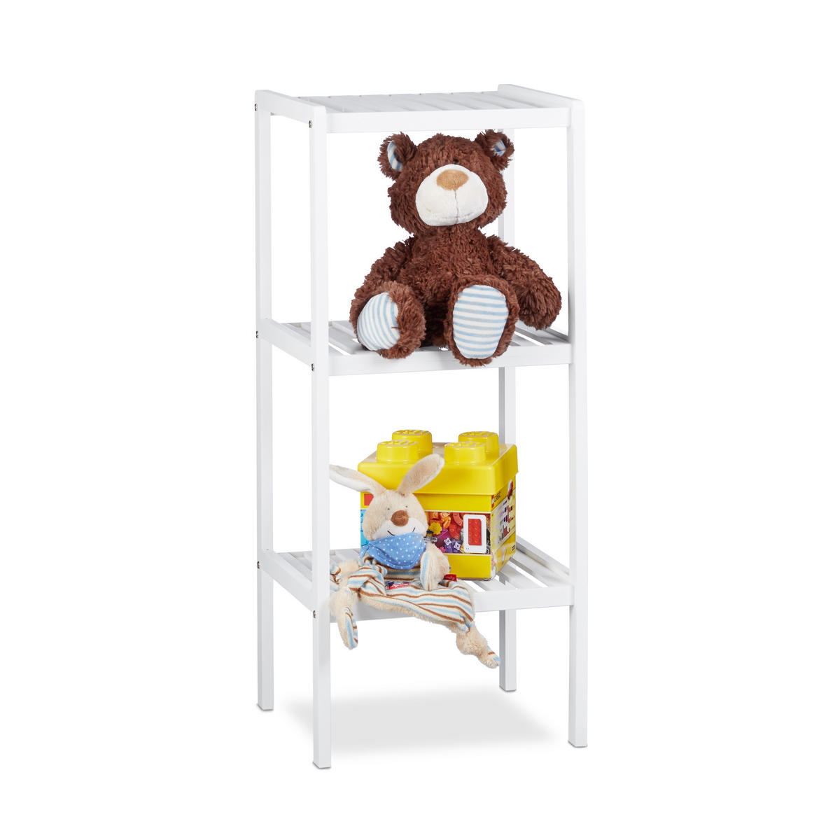 BADREGAL - Weiß, Holz (34.5/80/33cm) - Relaxdays