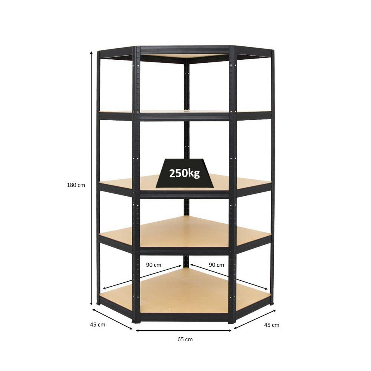 ECKREGAL Slim Elephant 180x90x45 cm Fachlast 250 kg Schwarz - Schwarz, Metall (90/180/45cm) - PROREGAL