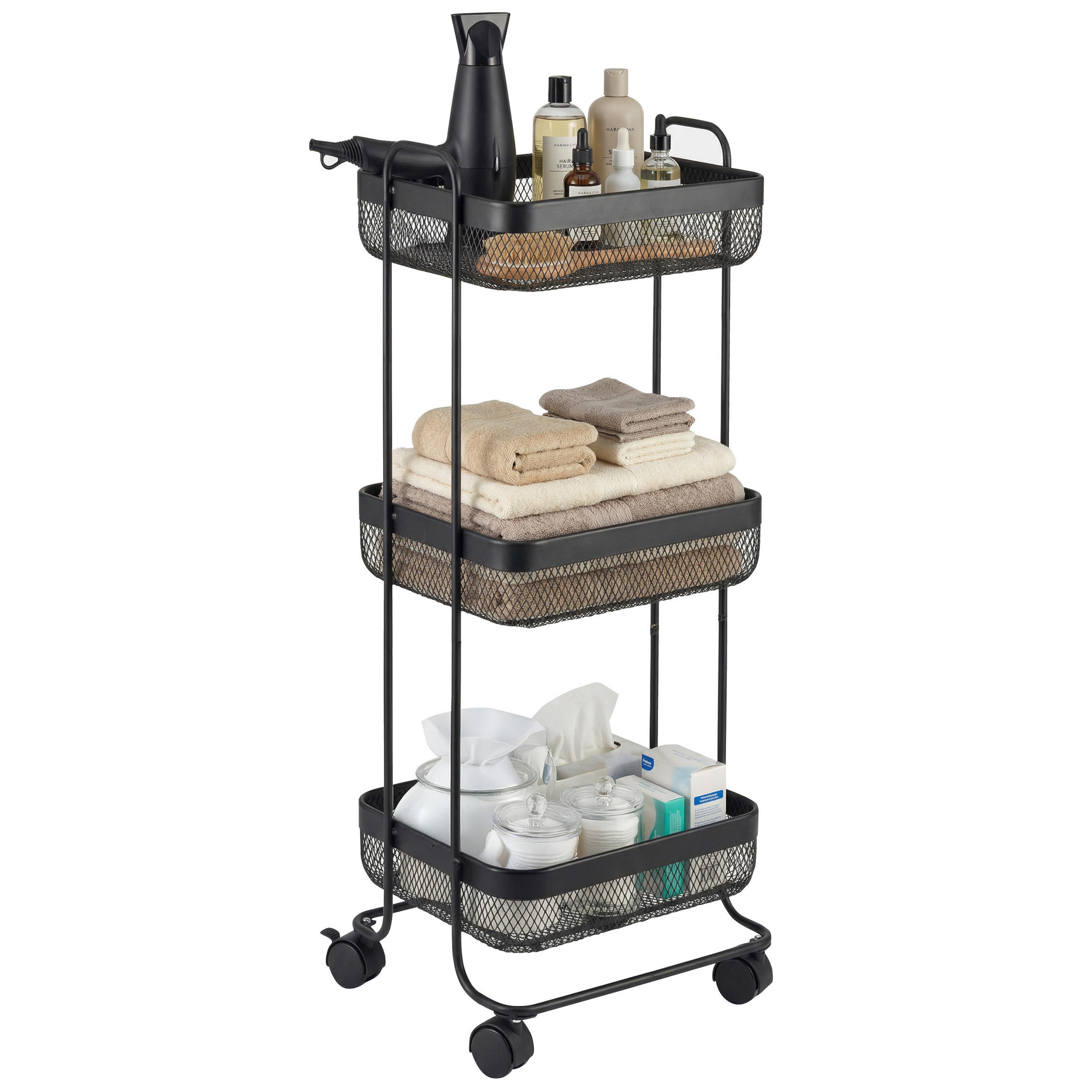 ROLLWAGEN, schwarz, Metall - Schwarz, Metall (24.5/7.5/24.5cm) - eluno