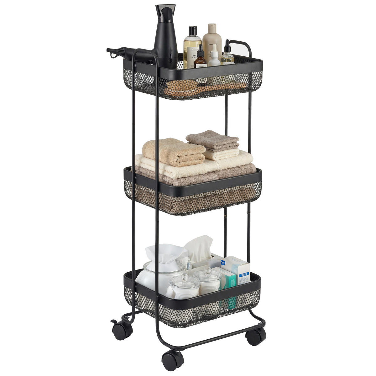 ROLLWAGEN, schwarz, Metall - Schwarz, Metall (24.5/7.5/24.5cm) - eluno