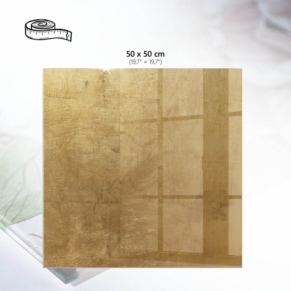 TISCHPLATTE 50x50 cm – Warme Textur - Beige, Glas (50/50/0.4cm) - Wallfluent