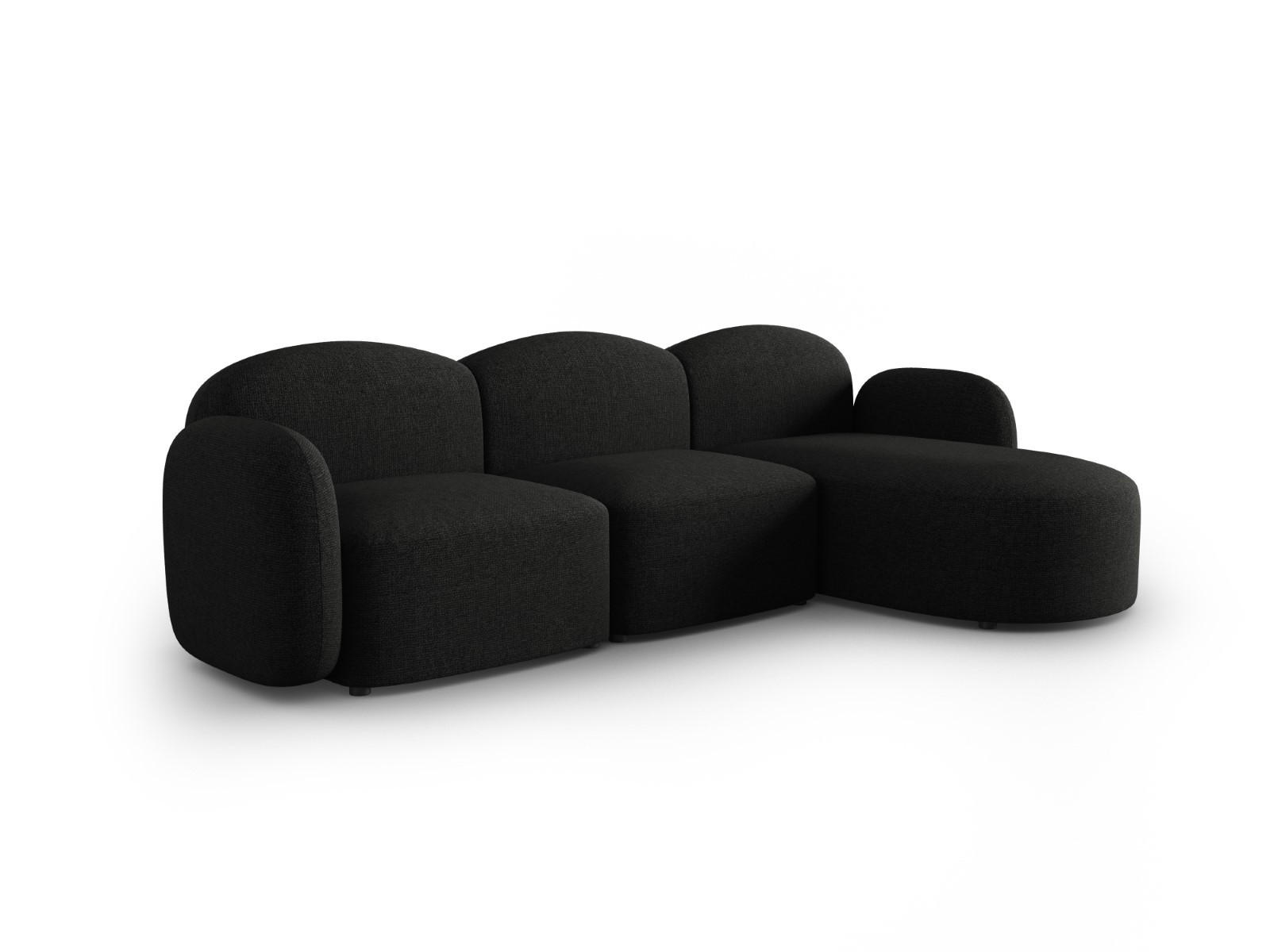 ECKSOFA rechts Blair aus Chenille-Stoff mischung schwarz 4 Sitzplätze - Schwarz, Textil (155/272cm) - Micadoni