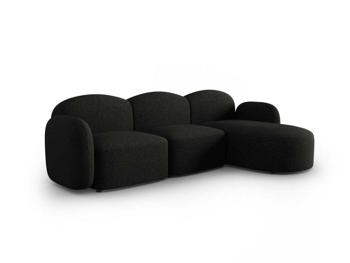 ECKSOFA rechts Blair aus Chenille-Stoff mischung schwarz 4 Sitzplätze - Schwarz, Textil (155/272cm) - Micadoni