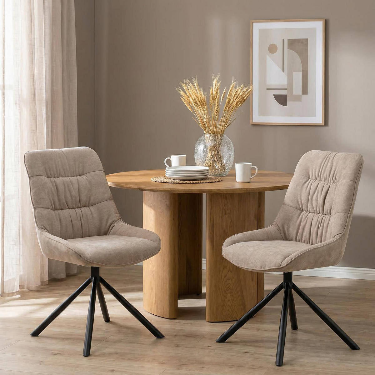 ESSZIMMERSTÜHLE LIBRA 2er-Set beige - Beige, Textil (50/90/60cm) - IDIMEX