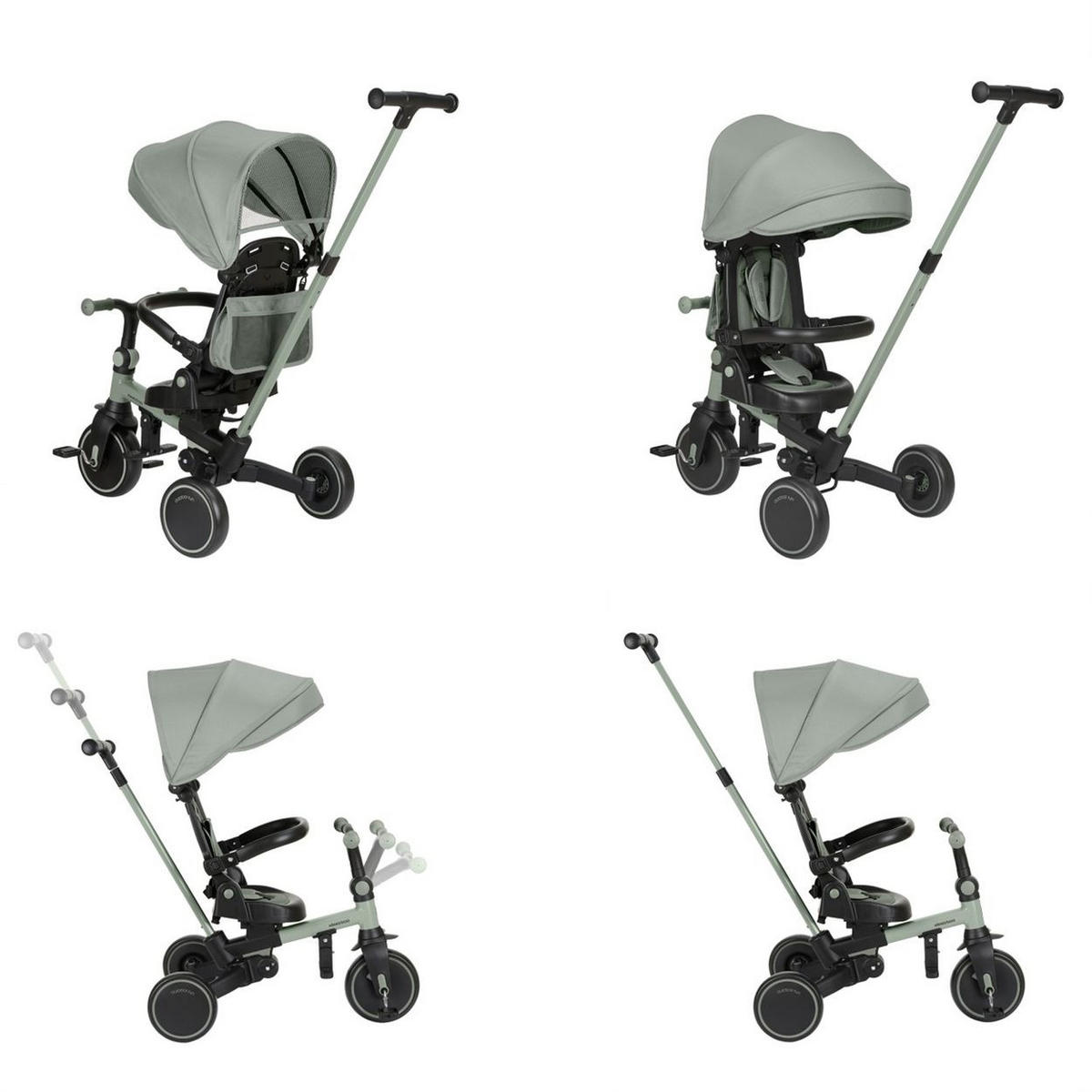 DREIRAD Aluma 5 in 1 Laufrad grün Schiebegriff Fußstütze Tragegriff Bremse - Grün, Metall (71/49/99cm) - Kikka boo