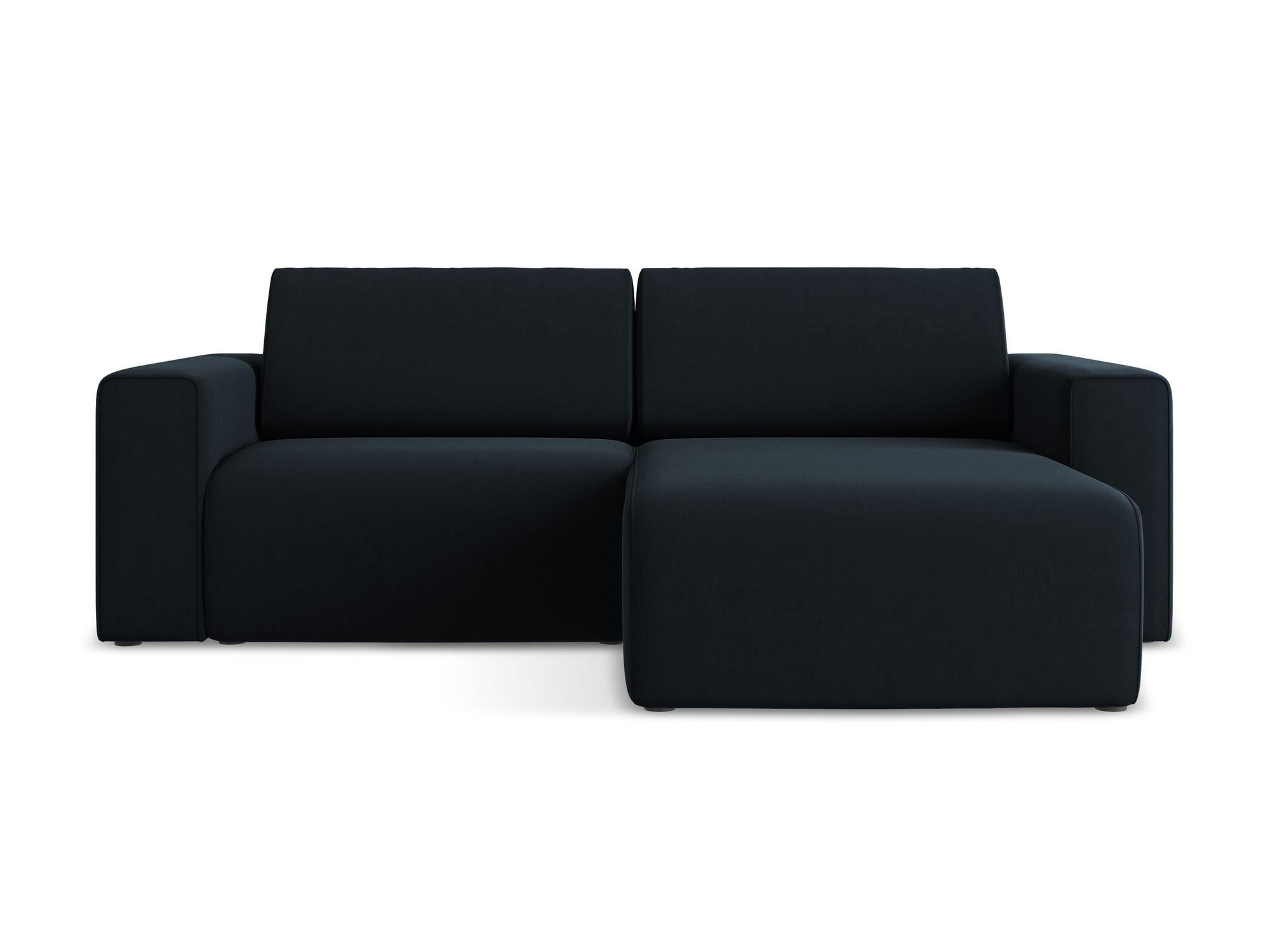 ECKSOFA Rechts Samt Stoff Blau - Blau/Schwarz, Kunststoff/Textil (224/167cm) - Makamii