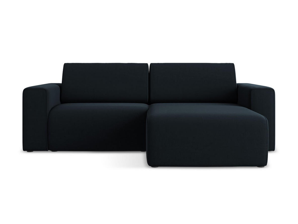 ECKSOFA Rechts Samt Stoff Blau - Blau/Schwarz, Kunststoff/Textil (224/167cm) - Makamii