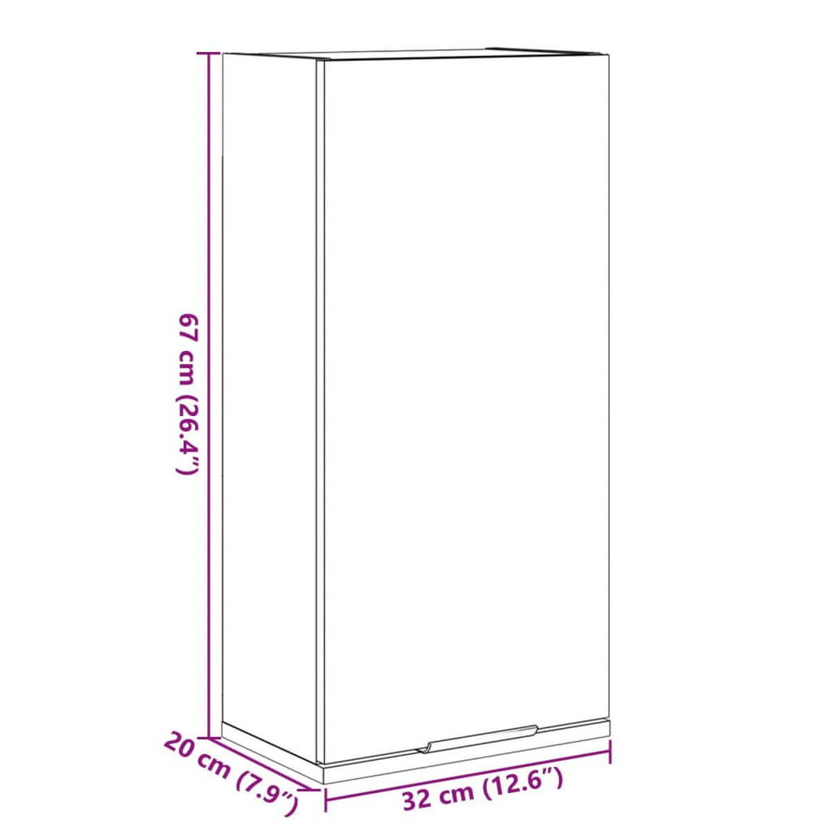 WAND-BADSCHRANK Sonoma-Eiche 32/20/67 Cm - Braun, Holzwerkstoff (20/67/32cm) - vidaXL