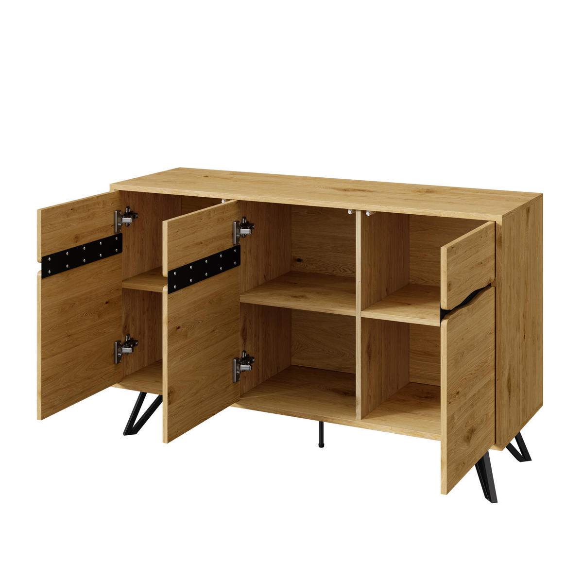 KOMMODE aus Spanplatte 140x40x75,5cm in Naturfarben - Naturfarben, Holzwerkstoff (140/75.5/40cm) - Modfu