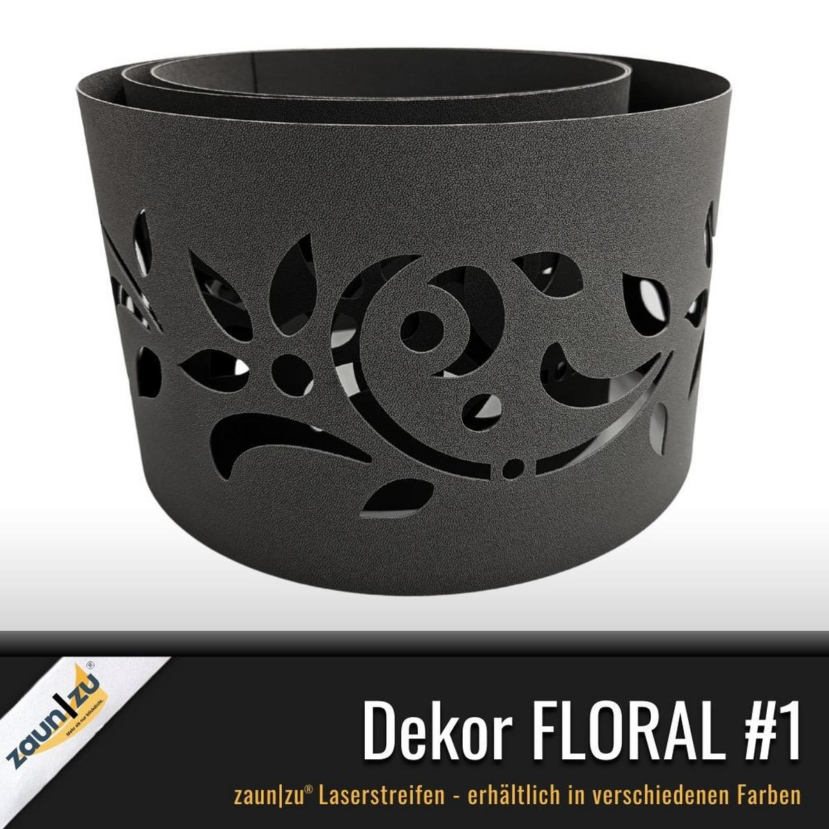 SICHTSCHUTZSTREIFEN PREMIUM Dekor Floral1 Sichtschutz Grün 2,55m - Grün, Kunststoff (255/19cm) - ZAUN|ZU