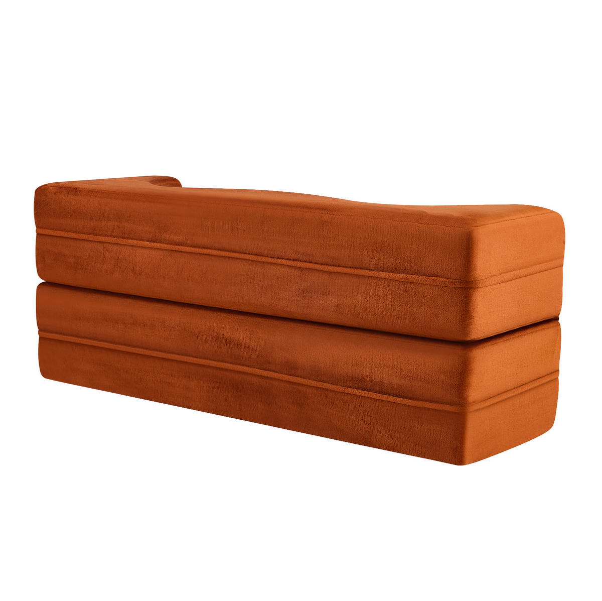 SCHLAFSOFA aus Schaumstoff Orange klappbar als Sofa, Gästebett und Yogamatte mit 2 Kissen - Orange, Kunststoff (180/70/55cm) - Modfu