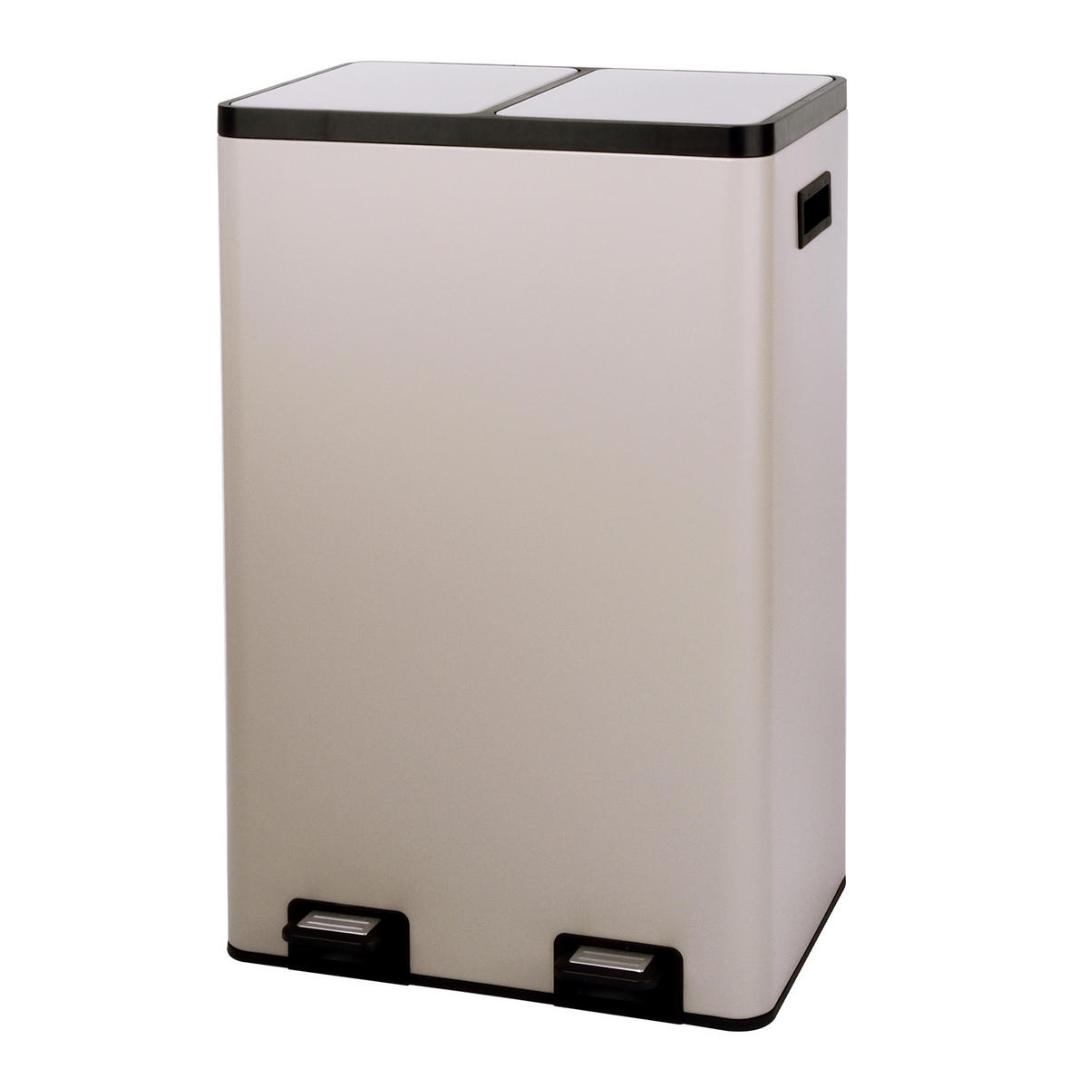 MÜLLTRENNSYSTEM 2x30L 2 Fächer Mülleimer Pulverbeschichteter Stahl Taupe - Taupe, Metall (47/72/32cm) - SVITA