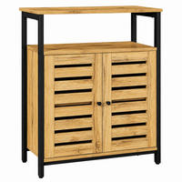 KOMMODE Metall Holzoptik Eiche Schwarz mit Lamellentüren Ablage 70x30x80 cm - Eichefarben/Schwarz, Holzwerkstoff (70/80/30cm) - Begryf