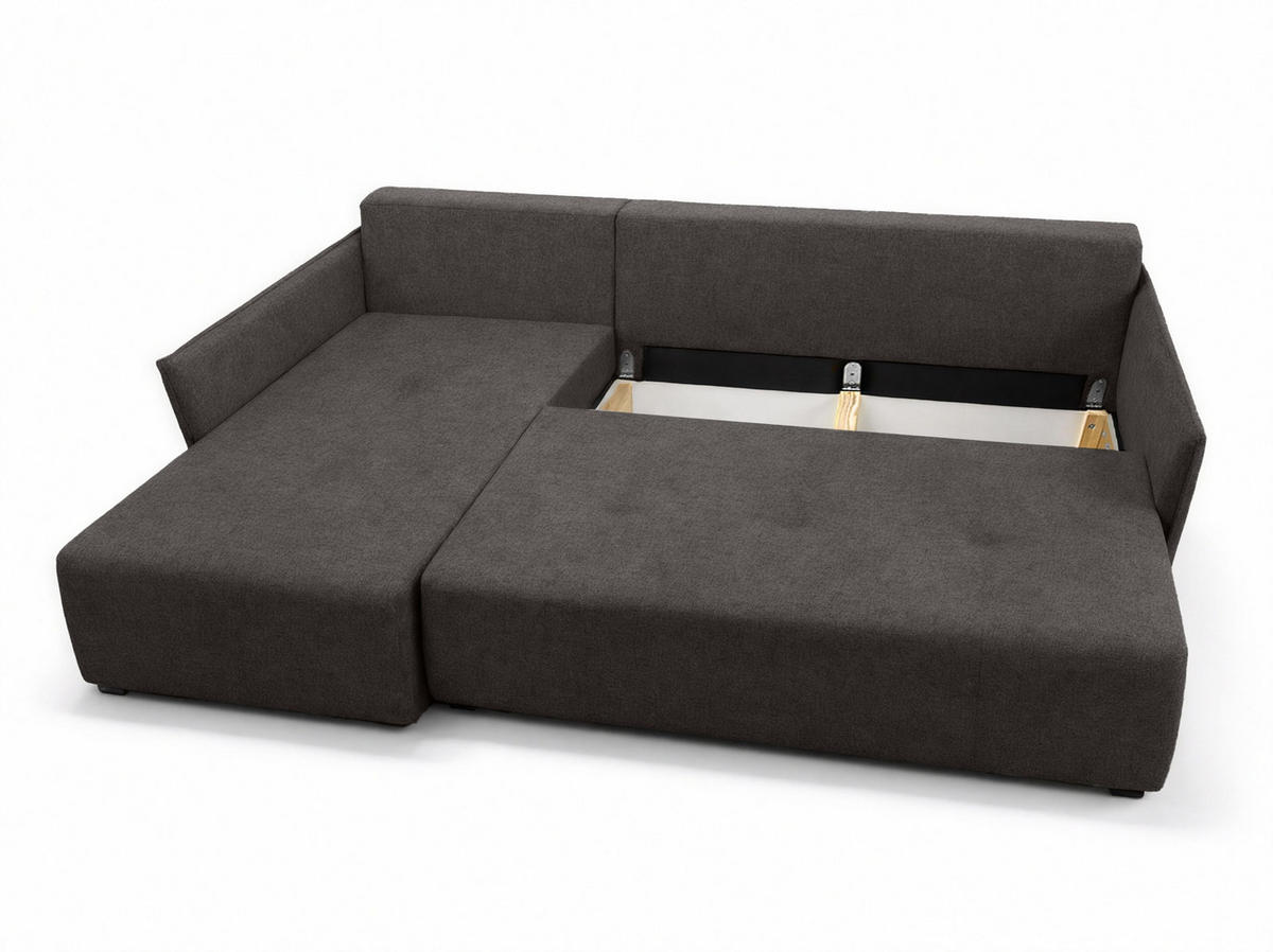 ECKSOFA L Form Damascus Dunkelgrau 212/143/88 cm Links mit Schlaffunktion - Dunkelgrau/Schwarz, Kunststoff/Textil (143/212cm) - AX Living