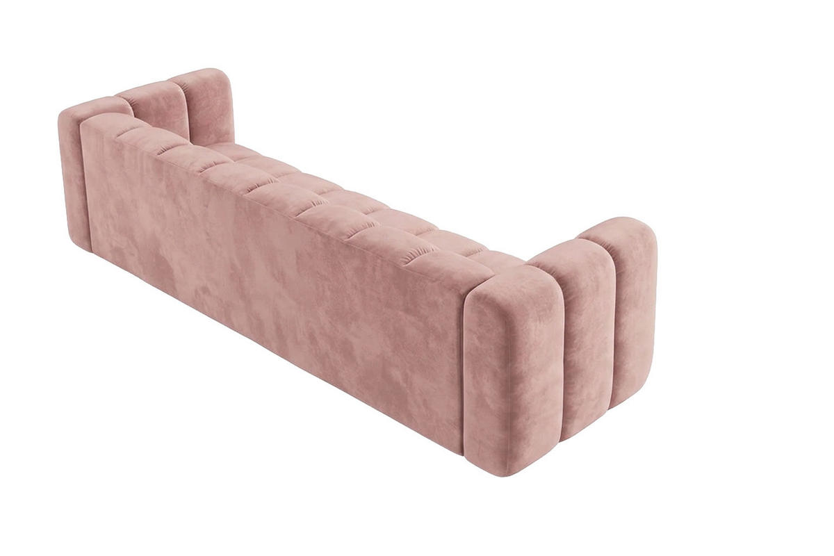 POHOVKA 4místná Modulární, Sametová Látka Riviera, Světle Růžová, GRAND - světle růžová, dřevo (290/70/89cm) - Kaiser Möbel