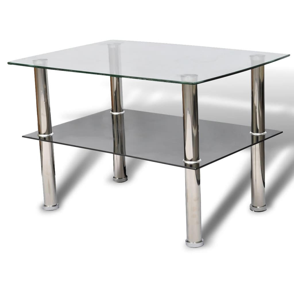 COUCHTISCH mit Ablage Glas - Silberfarben, Glas (65/65/43cm) - furnicato