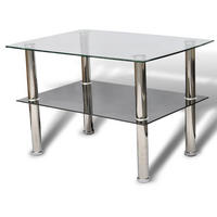 COUCHTISCH mit Ablage Glas - Silberfarben, Glas (65/65/43cm) - furnicato