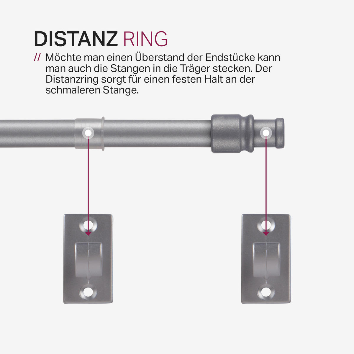 GARDINENSTANGE Silber chrom matt 125-225 cm - Silberfarben, Metall (125cm) - Bestlivings