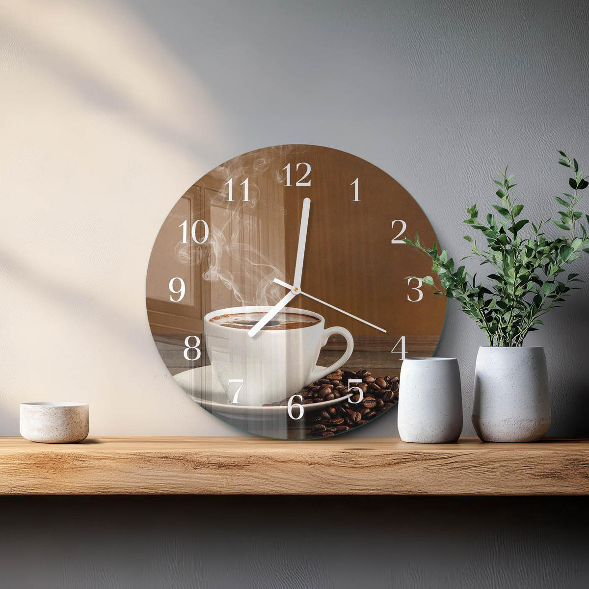 WANDUHR fi30 cm - Kaffee - Braun, Glas (30/30/0.4cm) - TULUP