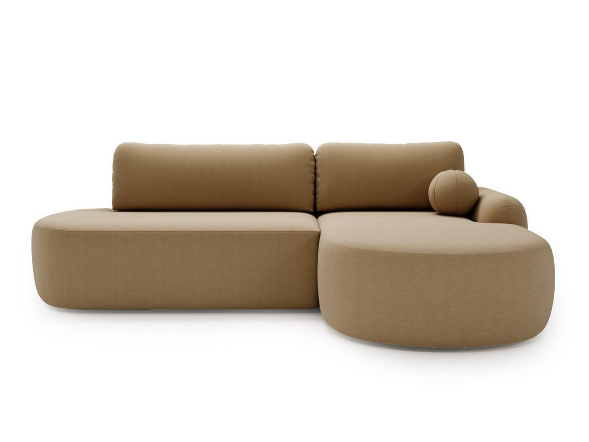 ECKSOFA Aurio O Bouclé-Stoff Hellbraun Rechts - Hellbraun, Holz/Textil (271/177cm) - Graingold