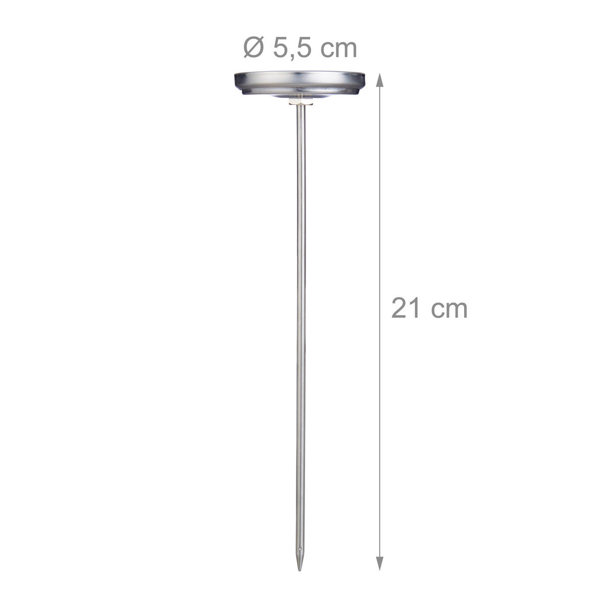 ANALOGES Einstichthermometer - Silberfarben, Metall (5.5cm) - Relaxdays
