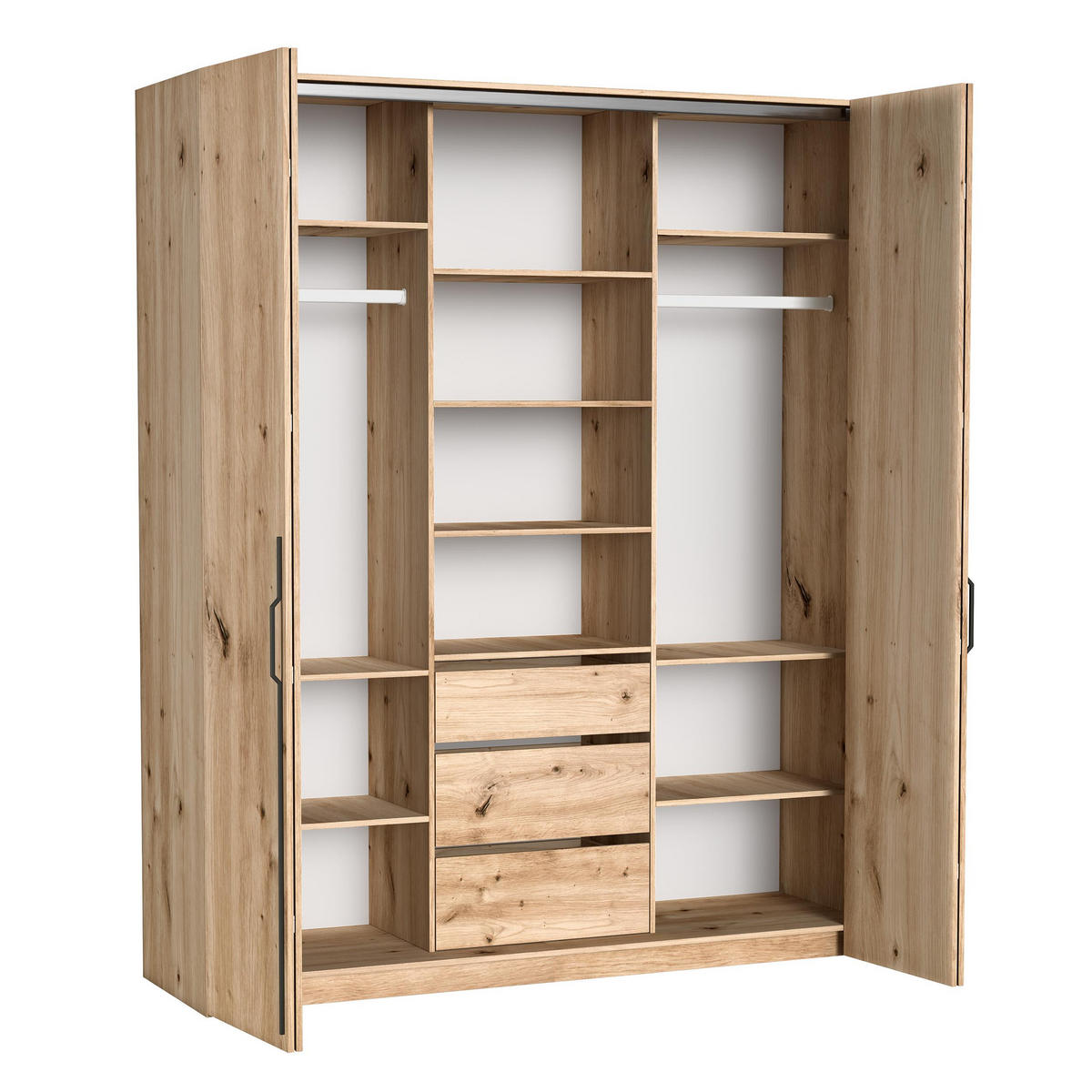 FALTTÜRENSCHRANK Omodeo 200 cm breit in Artisan-Eiche – mit WingLine-Falttüren - Eiche Artisan, Holzwerkstoff (200/240/58cm) - AX Living