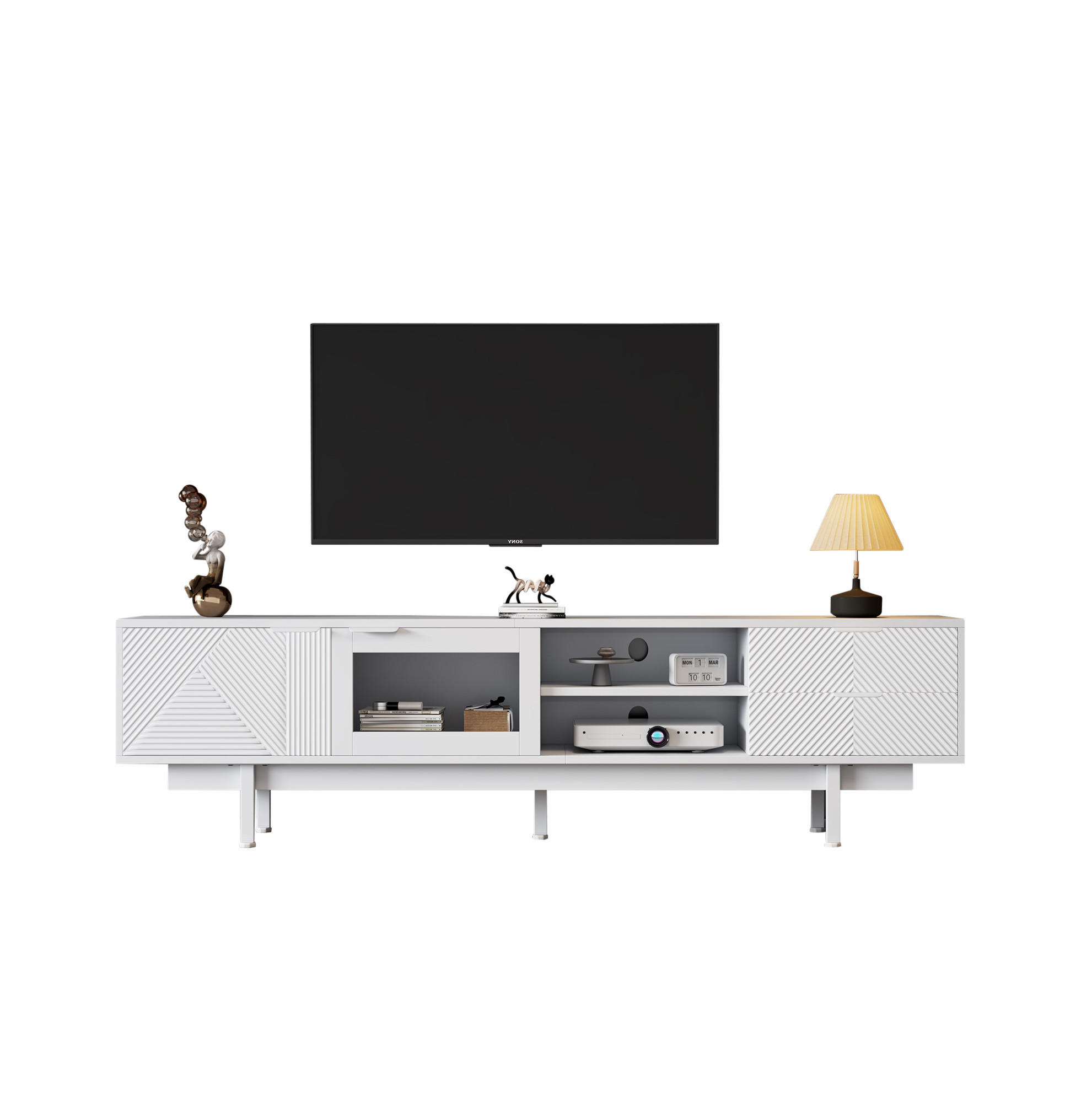 TV-ELEMENT mit 2 Türen und 2 Schubladen 200 x 40 x 50,5 cm Weiß - Weiß, Holzwerkstoff (40/50.5/200cm) - Beauniv