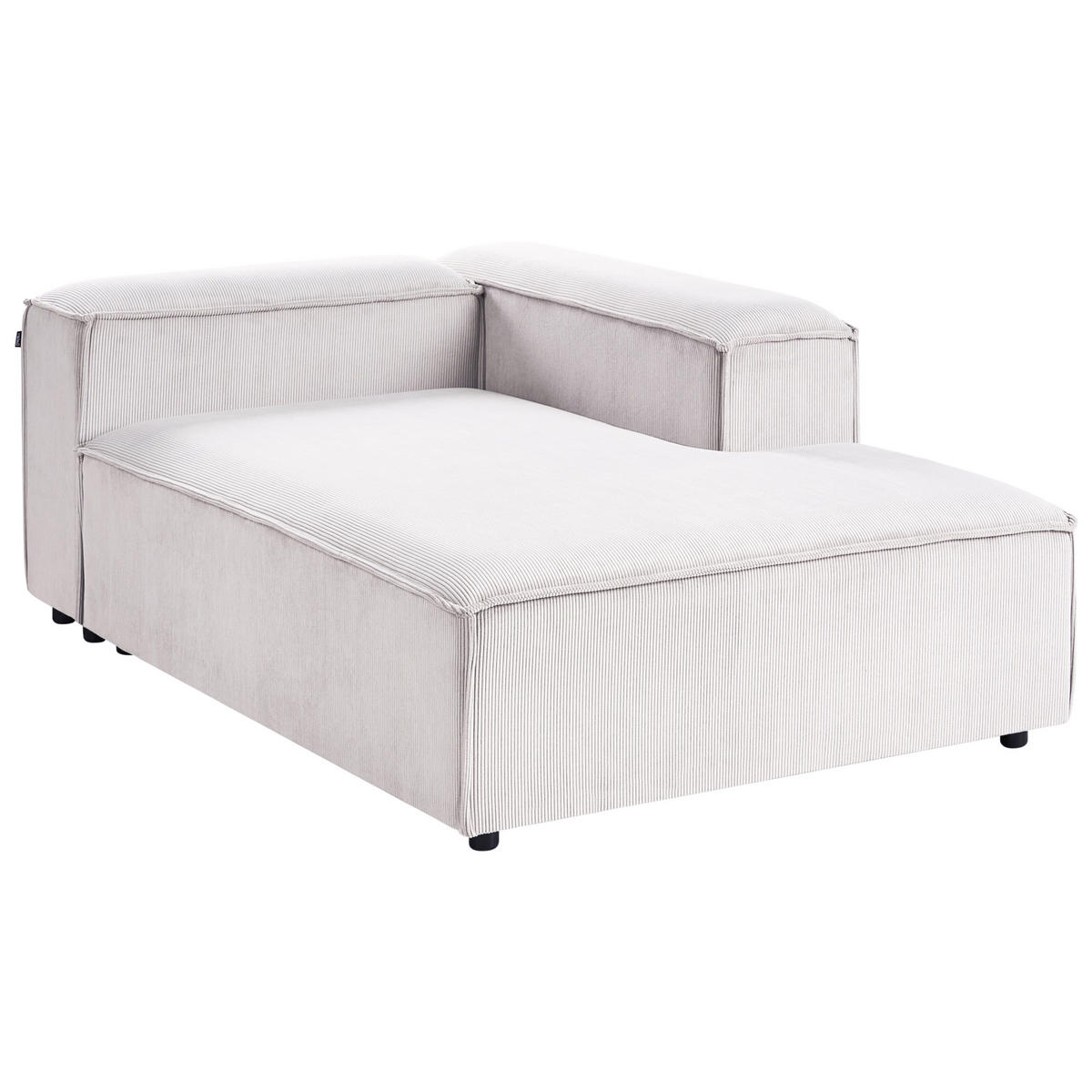 ČALOUNĚNÉ LEHÁTKO CHAISE LONGUE LEVOSTRANNÉ Manšestr Krémově bílé Ardal - bílá/černá, textil (119/68/180cm) - Beliani