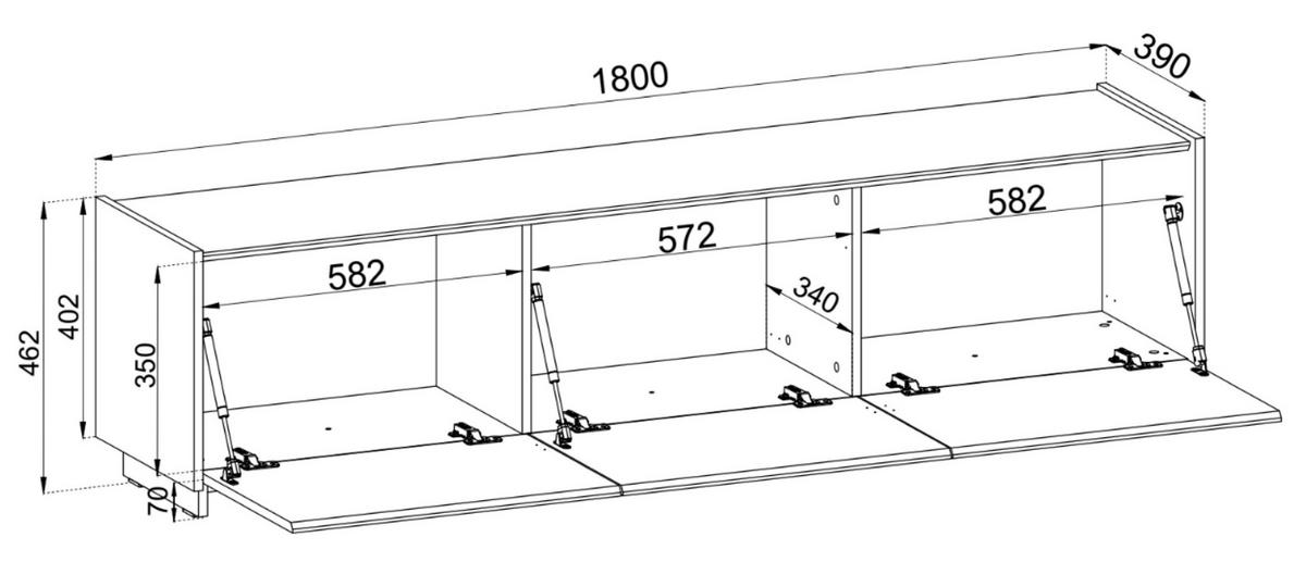 TV-LOWBOARD Magro 2-türig hängend oder stehend, Kaschmirgrau, 180 cm - Taupe, Holzwerkstoff (180/46.2/39cm) - Selsey