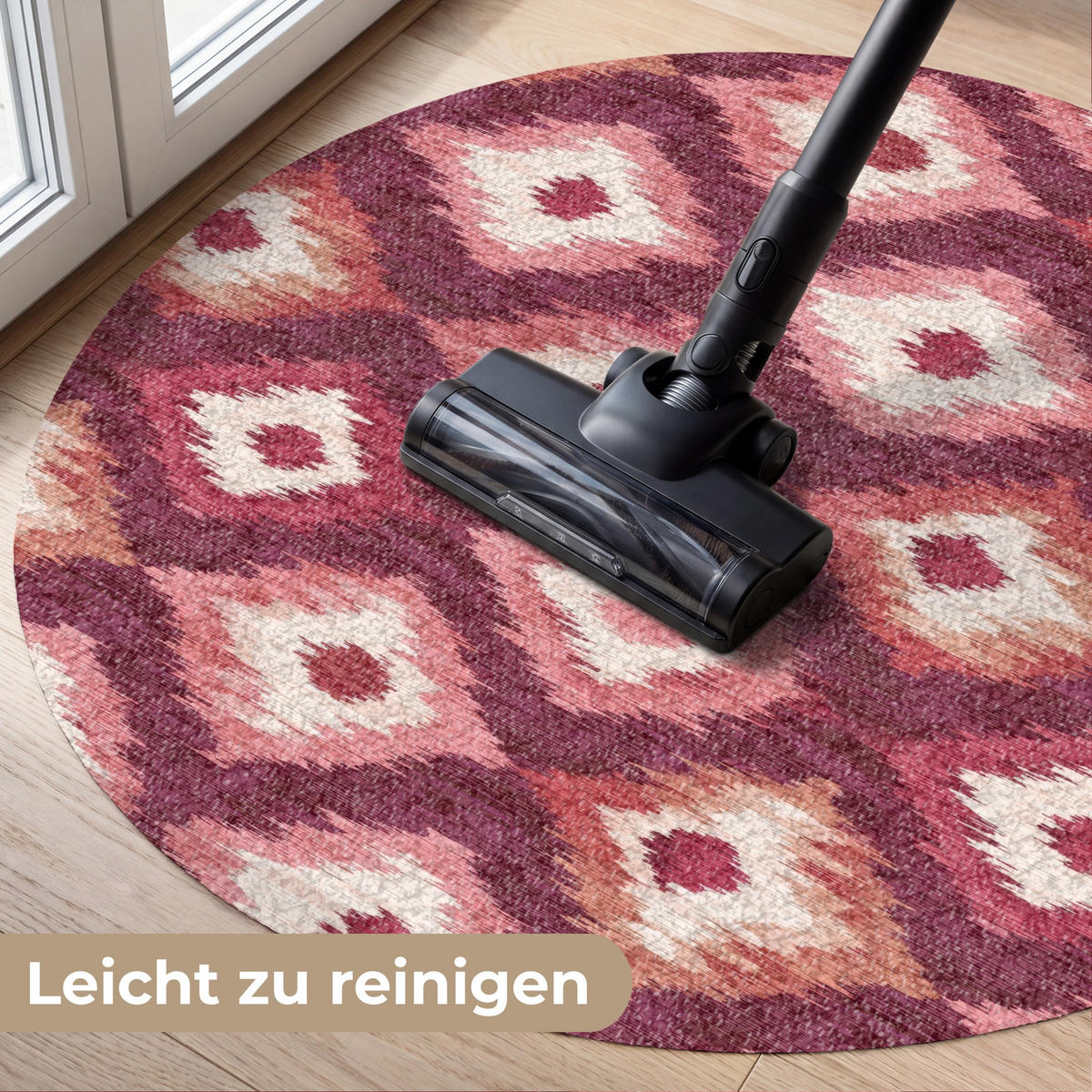 ROHOŽKA Diamantové tvary - Růžová - Vzor - Textura 90x90 cm - bobulová, textil/umělá hmota (90/0.4cm) - MuchoWow