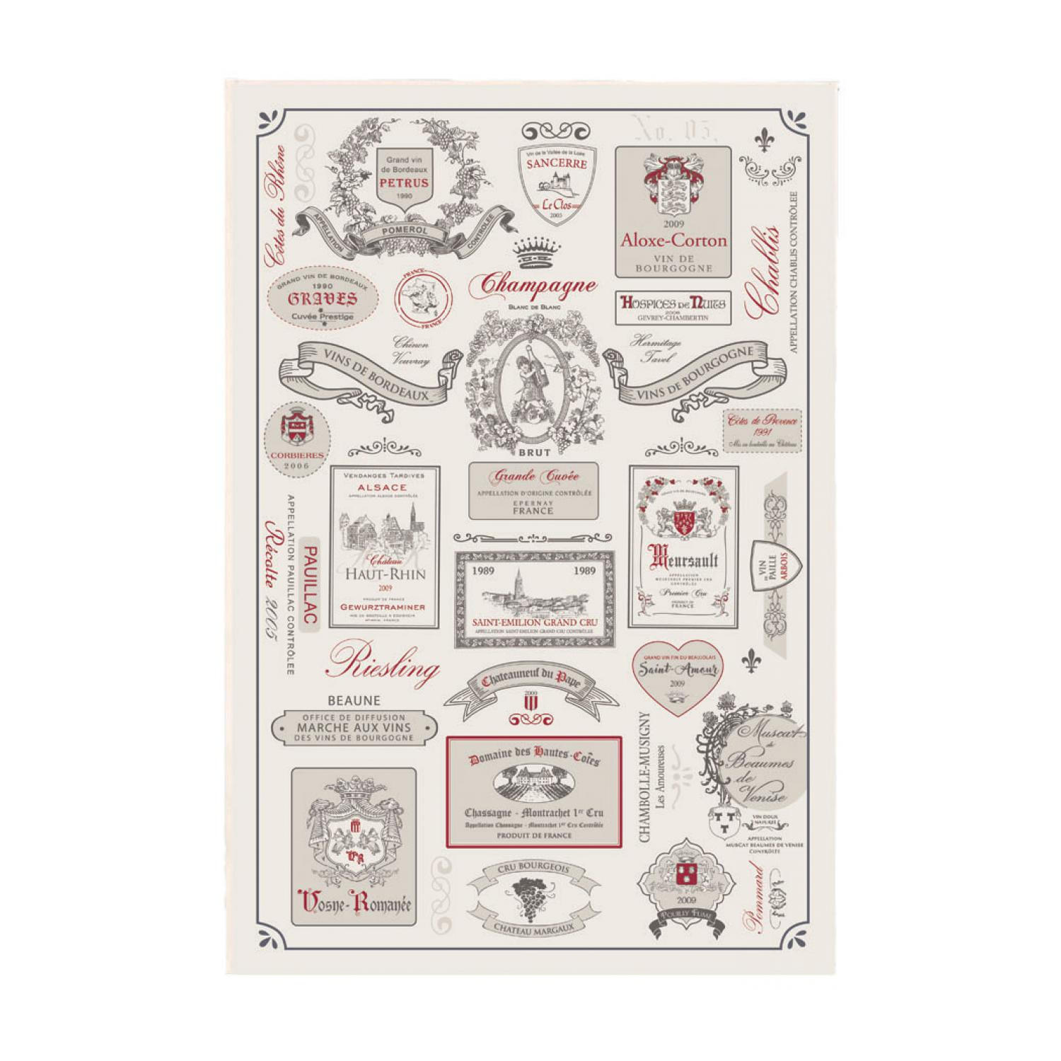 GESCHIRRTUCH Étiquettes de vins ekrü 48 x 72 cm - Weiß, Textil (72/48cm) - Winkler