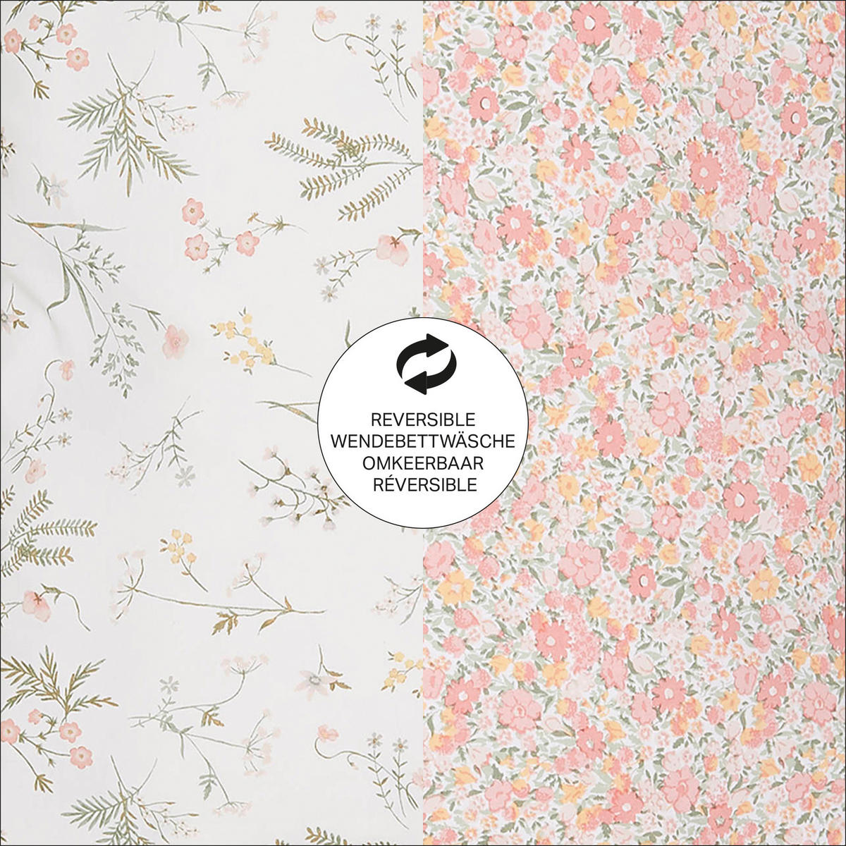 BETTWASCHE Loveston Chrysanthemen 3-Teilig 230x220cm - Pink, Textil (230/220cm) - LAURA ASHLEY