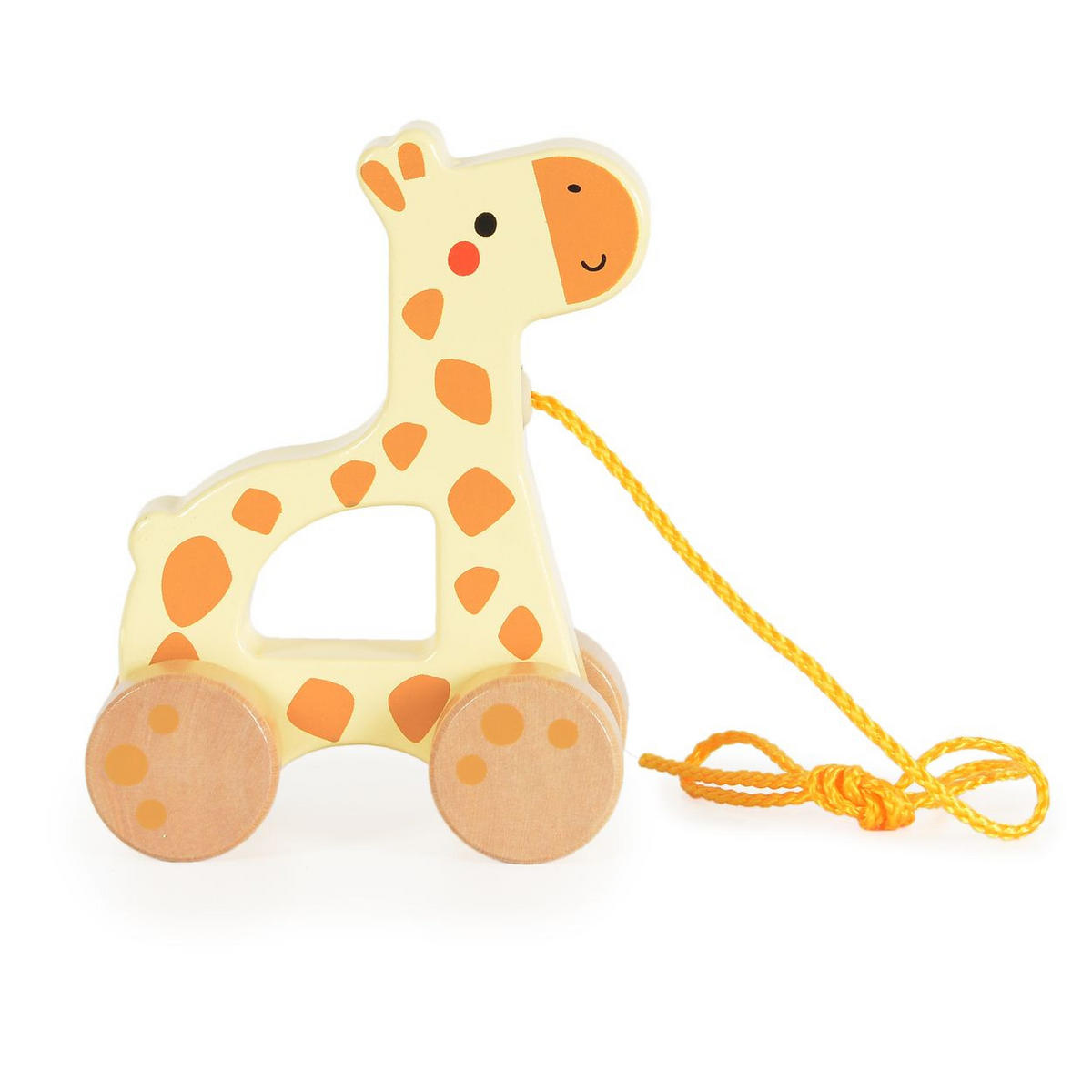 HOLZSPIELZEUG Nachziehspielzeug Holztier beige Holz, 4 Räder, Ziehschnur, Motorik, Laufhilfe, ab 18 Monate, Tier - Beige, Holz (5/13/9cm) - Tooky Toy