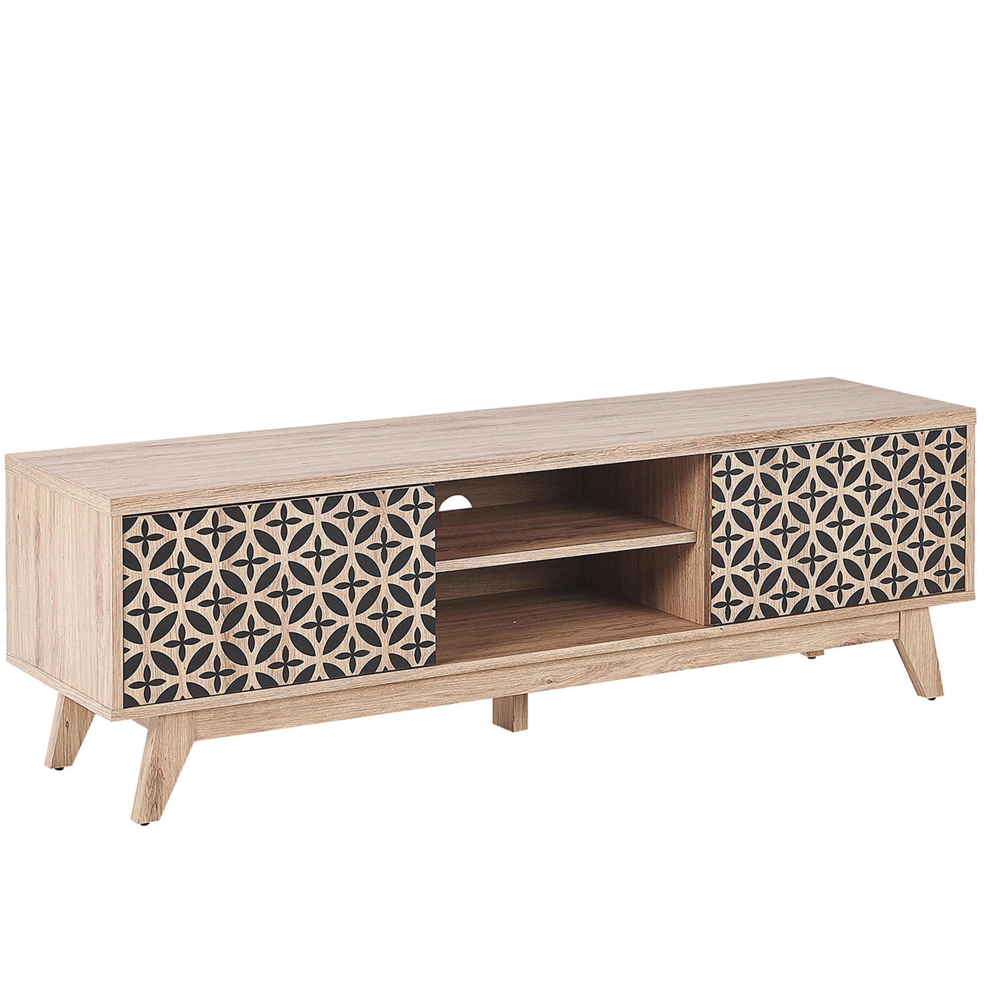 TV-MÖBEL Hellbraun, Schwarz PRESCOT 40/140/45 cm - Hellbraun, Holzwerkstoff (140/45/40cm) - Beliani