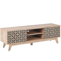 TV-MÖBEL Hellbraun, Schwarz PRESCOT 40/140/45 cm - Hellbraun, Holzwerkstoff (140/45/40cm) - Beliani