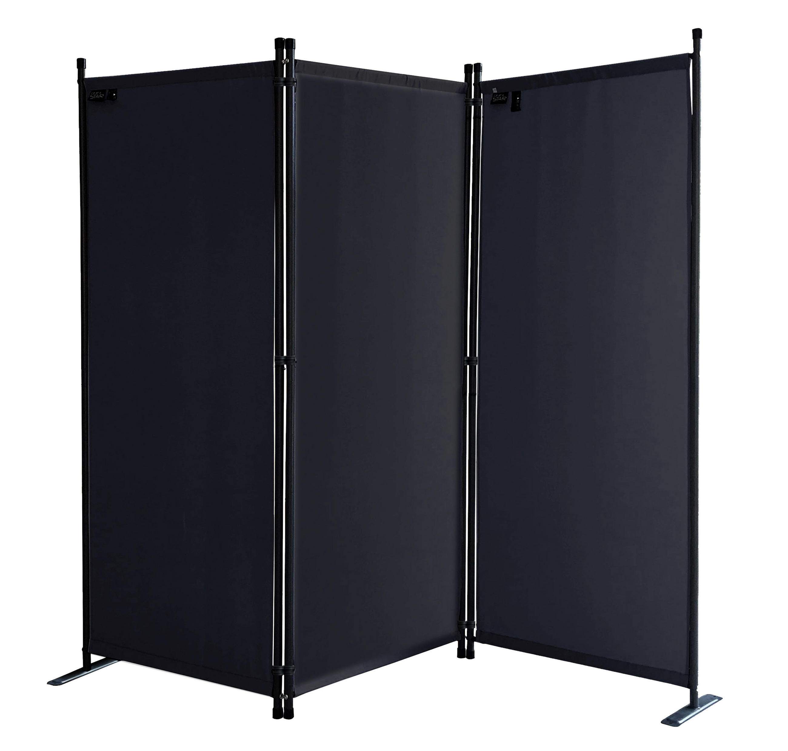 PARAVENT 3-tlg. 170x165 cm Schwarz - Schwarz, Metall (165/170cm) - QUICK STAR