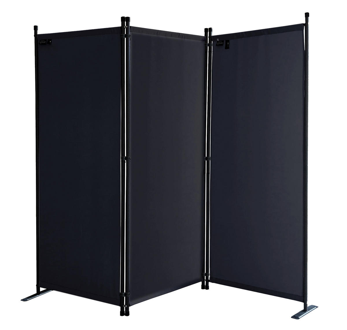 PARAVENT 3-tlg. 170x165 cm Schwarz - Schwarz, Metall (165/170cm) - QUICK STAR