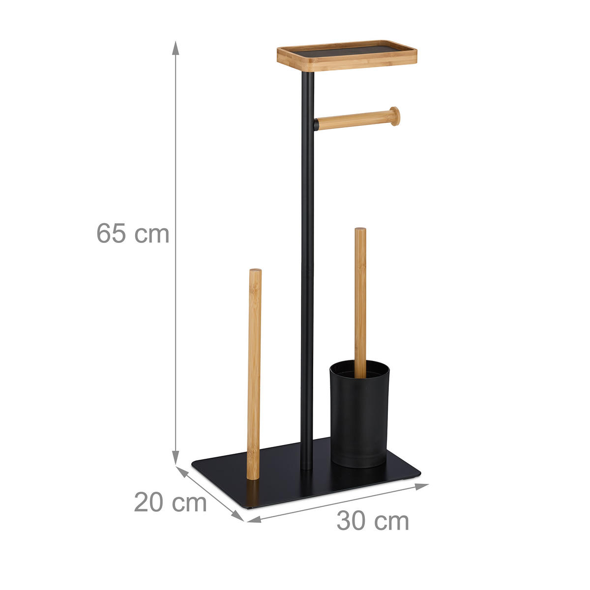 WC-GARNITUR - Schwarz, Holz/Kunststoff (30/65/20cm) - Relaxdays